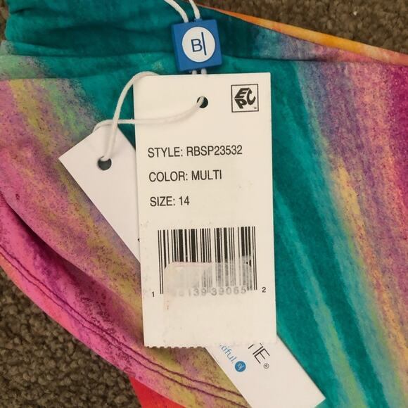 Bleu Rod Beattie NWT Multi Brushstroke Front Band Colorful Bikini Bottom Size 14 - Picture 11 of 16